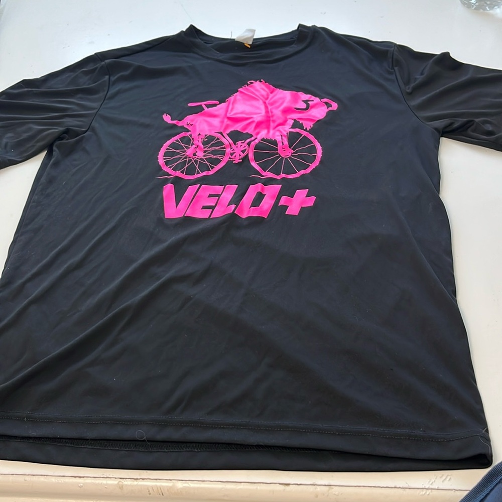 Sport Tek Medium Short Sleeve Black Pink Buffalo Bike Velo+ Graphic T Shirt